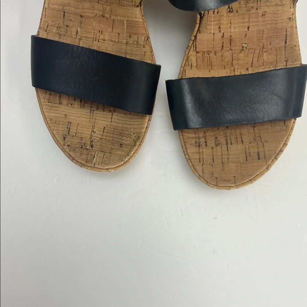 Kork Ease Austin Slingback Wedge Sandal Black Leather Womens 9 Closet Staple